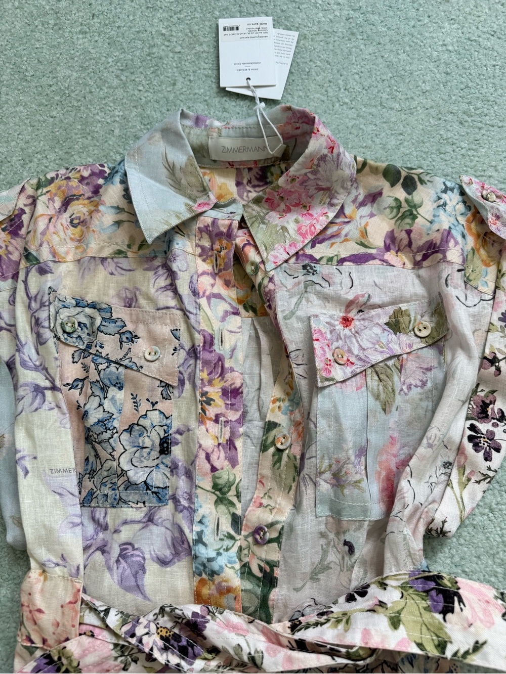 Zimmermann Halliday Cuffed Playsuit in Spliced - Picture 4 of 6